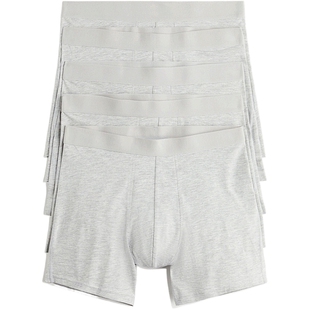 HM男士内裤5件装冬季棉质汗布舒适弹力中腰松紧腰平角内裤1070271