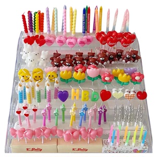 ins网红卡通生日蜡烛流行花朵派对帽小熊甜甜圈笑脸儿童蛋糕装饰