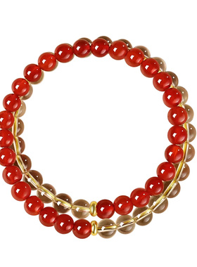 【已祝福】红玛瑙黄水晶双圈手串