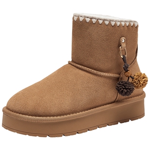 热风加绒雪地靴女鞋2025年冬季新款加厚保暖短筒靴户外时尚棉鞋