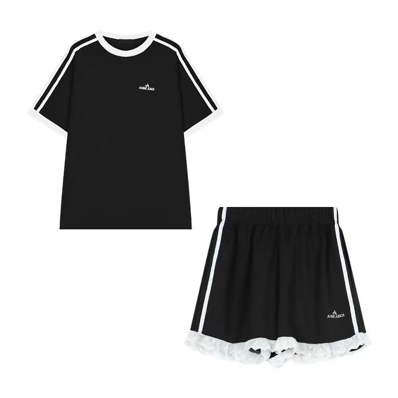 日系校园穿搭软萌运动套装女夏季休闲可爱甜酷风短袖短裤两件套