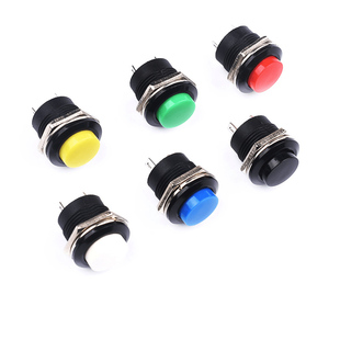 按钮开关 R13-507开关16mm自复位圆形红绿黄色不自锁按钮点动开关