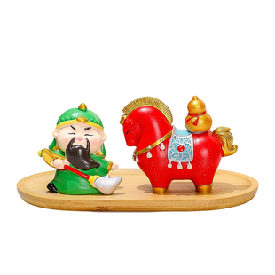 新中式关公赤兔马国潮摆件家居书房装饰品办公室工位情绪稳定好物