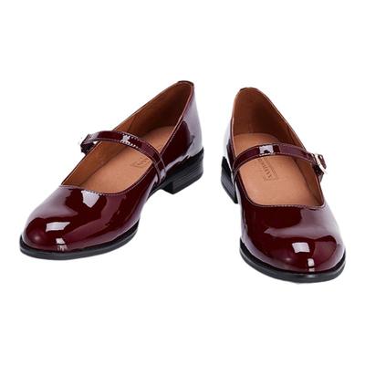 宝舒曼玛丽珍鞋镜面牛皮红色