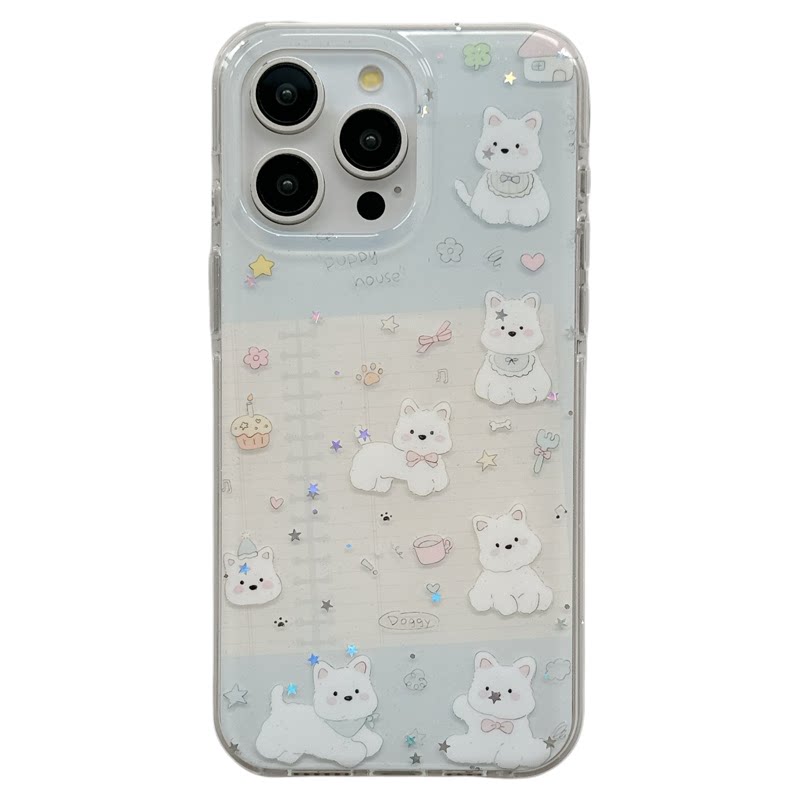 MoreRex 可爱西高地小狗笔记本带链条适用苹果16手机壳iphone17promax新款14双层13防摔保护套16pro女款ins风