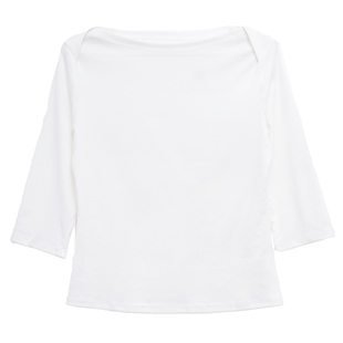 ohmyloli 4色基础一字船型领七分袖修身亲肤收腰打底T恤