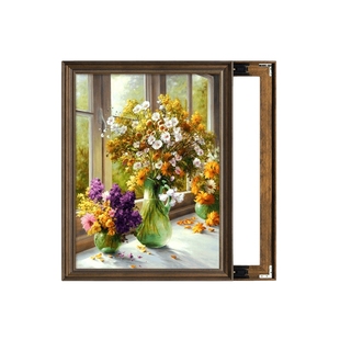 植物花卉美式电表箱装饰画免打孔竖款遮挡配电箱盒2026新款挂画