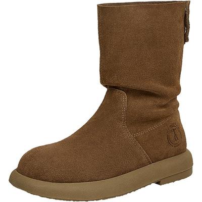 TATA他她小熊靴2025新款加绒西部靴短靴堆堆靴时装靴子CGY01DS4