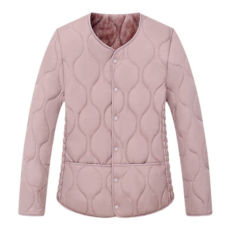 秋冬2025女士修身加绒保暖羽绒棉内胆短款加厚棉袄中老年轻薄外套