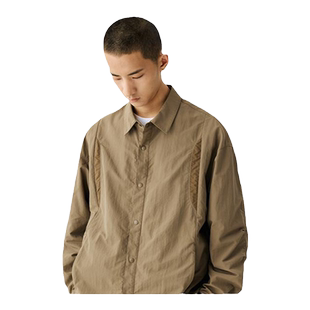 BENPANDA 春季日系宽松长袖衬衫男尼龙外套尖领潮流潮牌衬衣工装