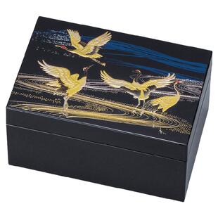 日本进口山中漆器首饰盒金箔带镜桌面饰品收纳盒储物盒结婚礼物