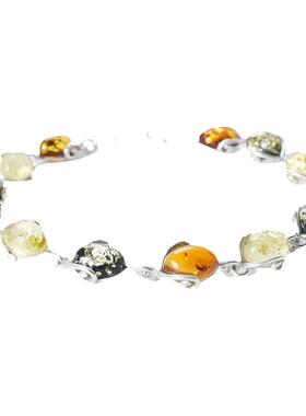 手作波罗海琥珀925银手链