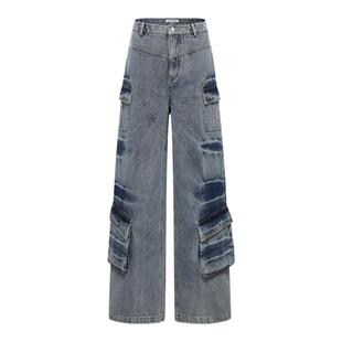 JAC FLEURANT【周深同款】新品水洗工装口袋阔腿宽松百搭牛仔裤