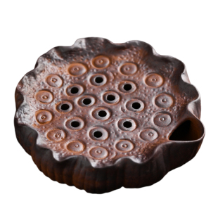 陶迷粗陶壶承复古老岩泥干泡盘创意莲藕莲蓬造型家用蓄水小号茶台