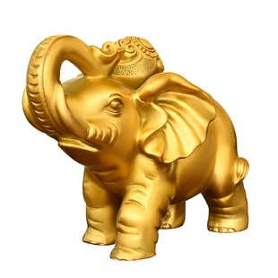 纯黄铜大象摆件一对财富对象吸水招宝客厅玄关象大号工艺装饰品