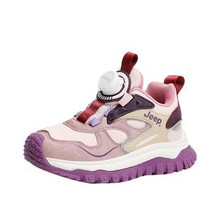 Jeep女童运动鞋2025新款儿童老爹鞋中大童皮面防水女孩跑步鞋秋冬
