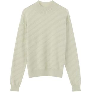 LAGOGO抹茶绿斜纹立体感针织衫女拉谷谷2025年冬季新款半高领毛衫