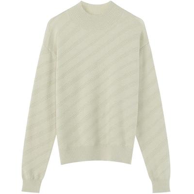 LAGOGO抹茶氧感半高领斜纹针织衫