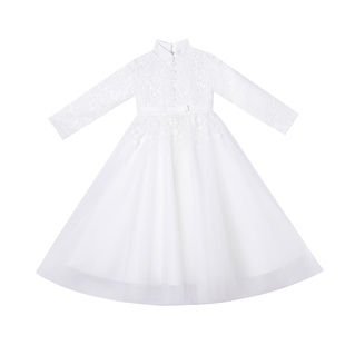 儿童礼服公主裙冬装花童演出服裙子女童冬季钢琴表演红色新年衣服