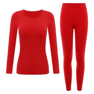 全棉时代男女士幸运红打底套装新年本命年保暖内衣红色秋衣秋裤