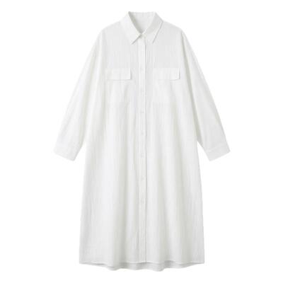 法式慵懒夏季亚麻防晒长款衬衫女