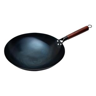 老式熟铁手工铁锅炒锅家用炒菜锅商用不粘锅圆底燃气无涂层已开锅