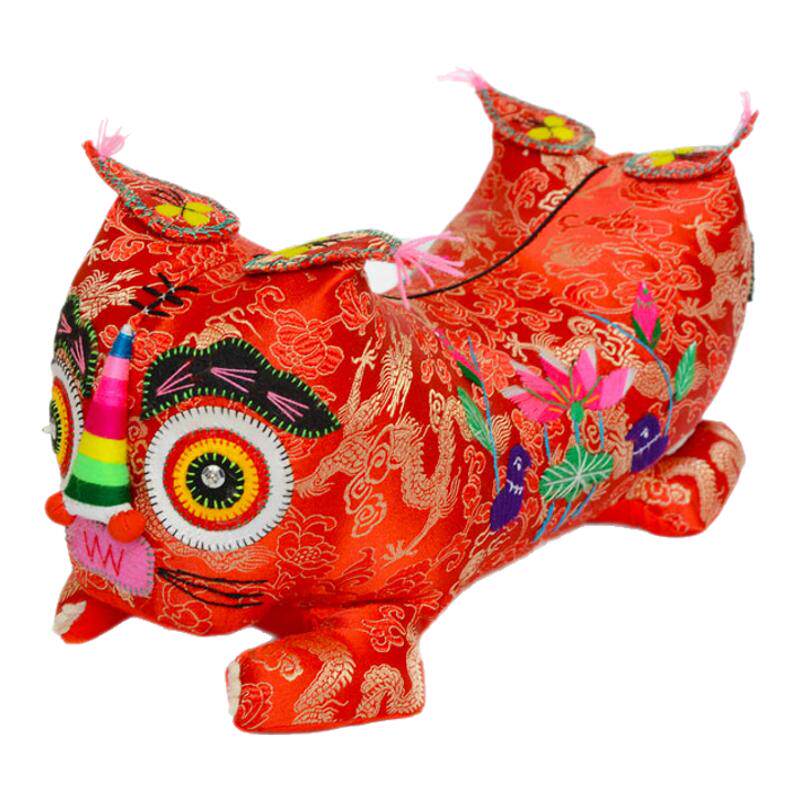 老虎枕宝宝婴儿小老虎虎头枕头纯手工新生儿工艺民间品布老虎手工