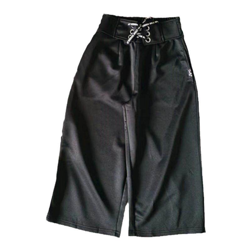 阔腿九分裤子日系蝴蝶结松紧带腰