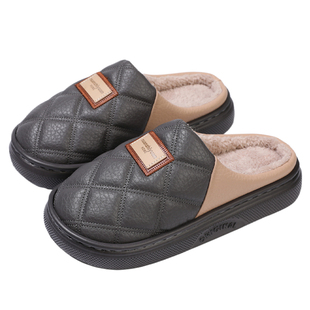 特大码棉拖鞋男冬季外穿防水室内居家大脚简约加厚毛绒拖鞋男士冬