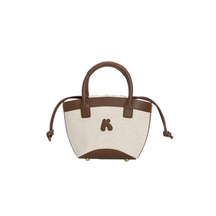 KARKKI/个奇头层牛皮菜篮子小托特包通勤法式单肩斜挎手提女包包