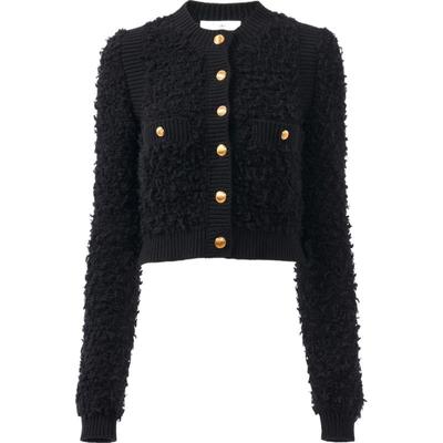 Chloe蔻依粗花呢针织修身短开衫