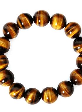 天然黄虎睛石手串佛珠男女情侣款