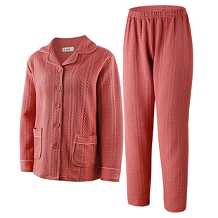 AB内衣女士睡衣三层翻领开襟可外穿长袖长裤居家休闲起居服G142