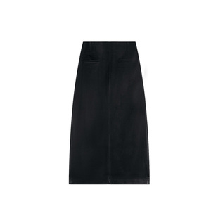 MANNALA丨“黑胶片”时髦精高腰百搭植鞣羊皮直筒半身裙 Q9149