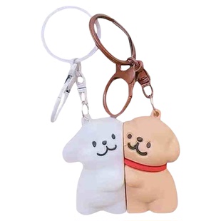 治愈系一二布布包包公仔挂件情侣一人一半礼物磁吸线条小狗钥匙扣