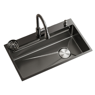 厨房洗菜盆大单槽加厚5MM蜂窝压纹304不锈钢水槽家用洗碗槽台下盆