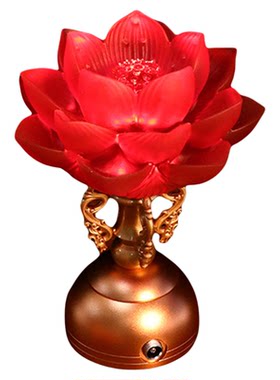 古法琉璃LED莲花供佛长明灯