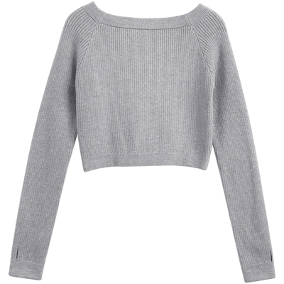 气质一字领舞蹈针织毛衣外套外搭