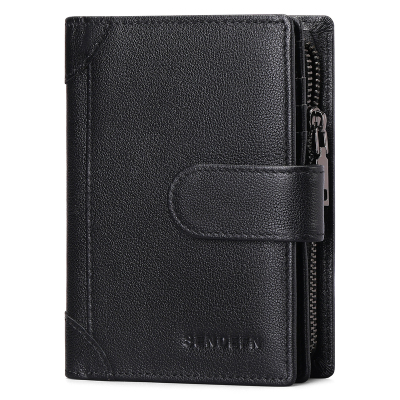 新款RFID男士钱包真皮短款钱夹多功能大容量零钱包男wallet men
