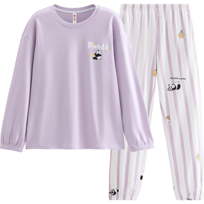 芬腾女士春秋季纯棉长袖睡衣套装