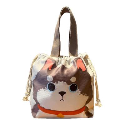 帆布束口袋抽绳手提袋女款包包2025年新款洋气高级感水桶包饭盒