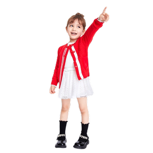 安奈儿女童装针织开衫毛衣春秋季款小童新年喜庆宝宝时尚上衣