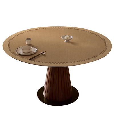 原木风防水长效防圆形餐桌垫