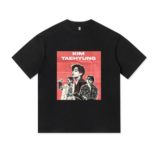 BTS防弹少年团V爱豆粉丝应援周边重磅纯棉T恤半袖杉情侣男女同款