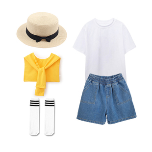 六一儿童节演出服幼儿园毕业照班服拍照小学生表演服牛仔背带短裤