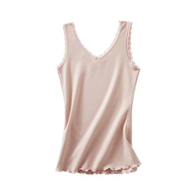 TINGE双面磨毛秋冬女士保暖内衣女蕾丝吊带背心睡衣打底上衣内搭