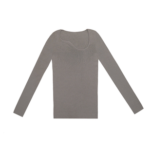 三良晨晨 不规则领美丽奴新澳无缝打底羊毛衫女秋洋气修身针织衫