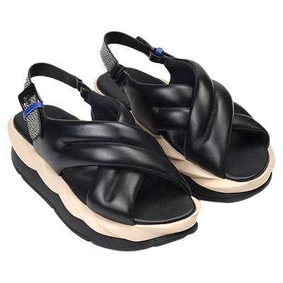 厚底增高4CCCCEES真皮撞色凉鞋