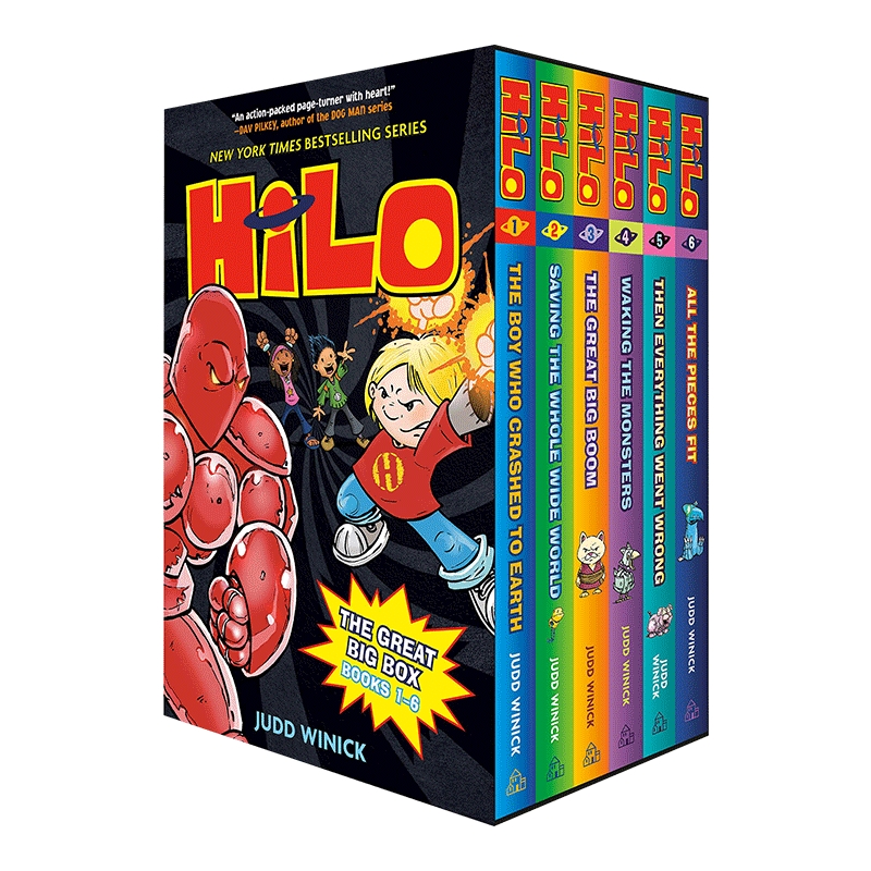 英文原版 Hilo The Great Big Box 1-6 希罗系列6册盒装 儿童英语全彩漫画章节书 英文版 进口英语原版书籍