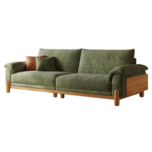 拉芙菲原木风可拆洗雪尼尔布艺沙发大小户型白蜡木直排客厅沙发